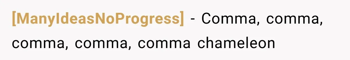 [ManyIdeasNoProgress] - Comma, comma, comma, comma, comma chameleon