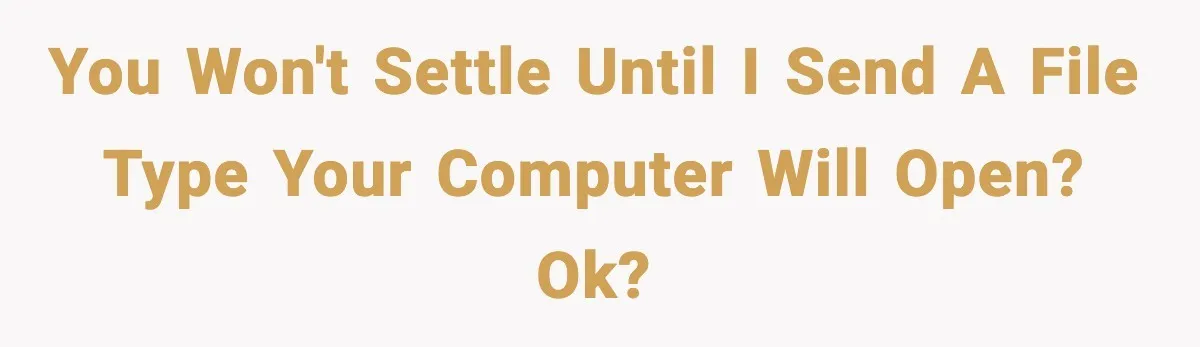 You won't settle until I send a file type your computer will open? Ok?