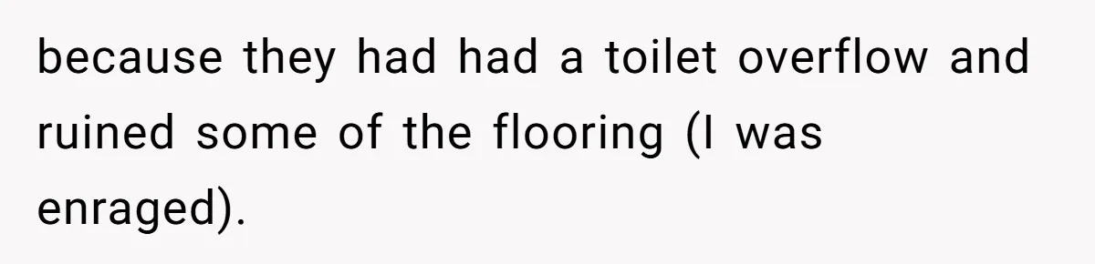 because they had had a toilet overflow and ruined some of the flooring (I was enraged).