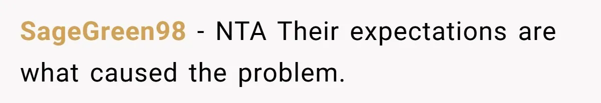 SageGreen98 − NTA Their expectations are what caused the problem.