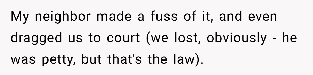 My neighbor made a fuss of it, and even dragged us to court (we lost, obviously - he was petty, but that's the law).
