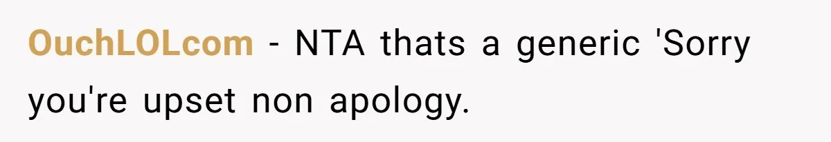 OuchLOLcom − NTA thats a generic 'Sorry you're upset non apology.