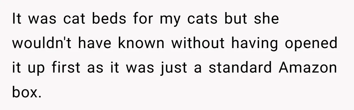 It was cat beds for my cats but she wouldn't have known without having opened it up first as it was just a standard Amazon box.