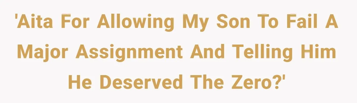 'AITA For allowing my son to fail a major assignment and telling him he deserved the zero?'