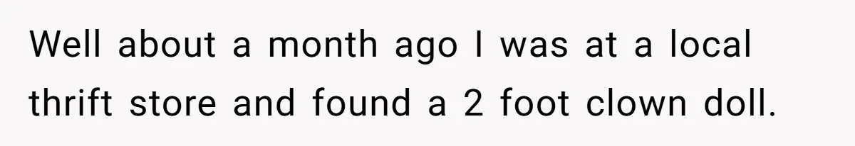 Well about a month ago I was at a local thrift store and found a 2 foot clown doll.