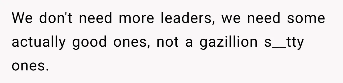 We don't need more leaders, we need some actually good ones, not a gazillion s__tty ones.
