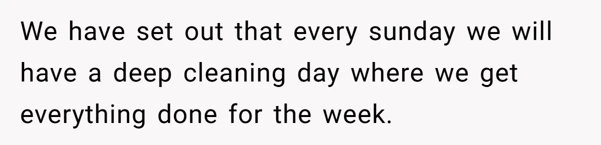 We have set out that every sunday we will have a deep cleaning day where we get everything done for the week.