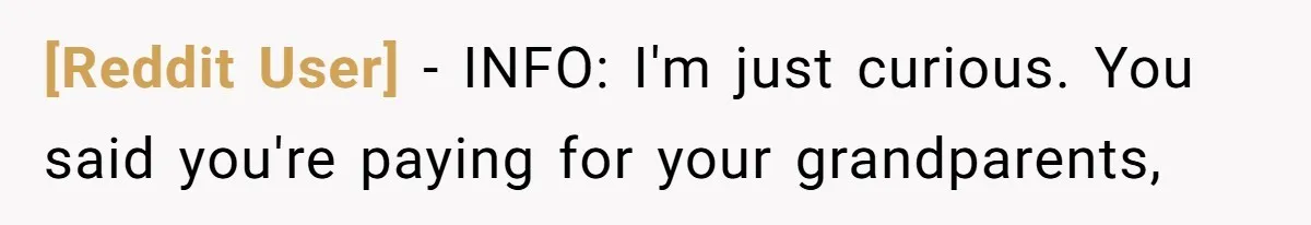 [Reddit User] − INFO: I'm just curious. You said you're paying for your grandparents,