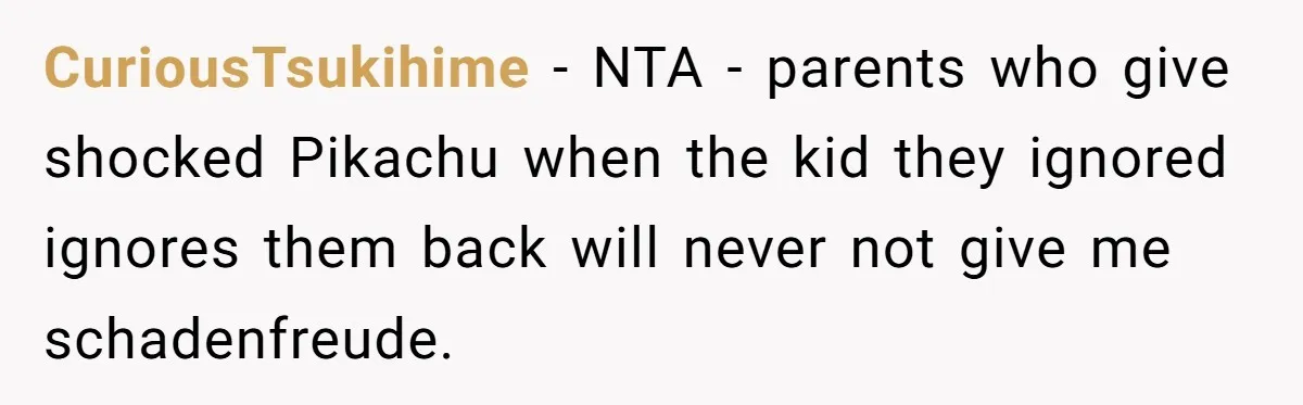 CuriousTsukihime − NTA - parents who give shocked Pikachu when the kid they ignored ignores them back will never not give me schadenfreude.