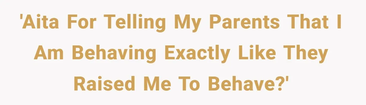 'AITA for telling my parents that I am behaving exactly like they raised me to behave?'