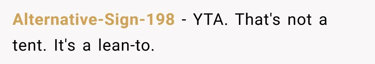 Alternative-Sign-198 − YTA. That's not a tent. It's a lean-to.