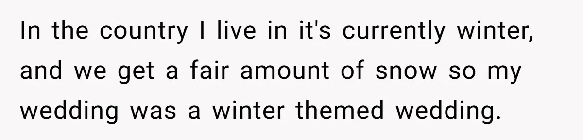 In the country I live in it's currently winter, and we get a fair amount of snow so my wedding was a winter themed wedding.