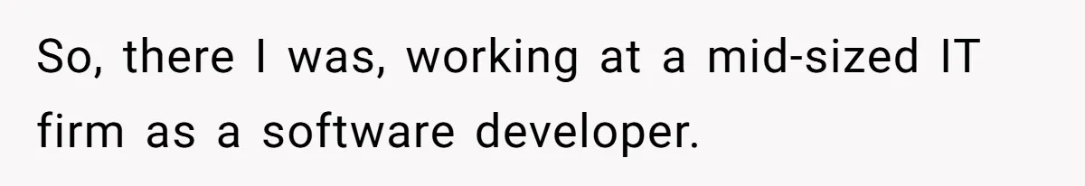 So, there I was, working at a mid-sized IT firm as a software developer.