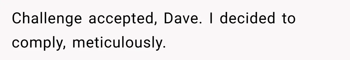 Challenge accepted, Dave. I decided to comply, meticulously.