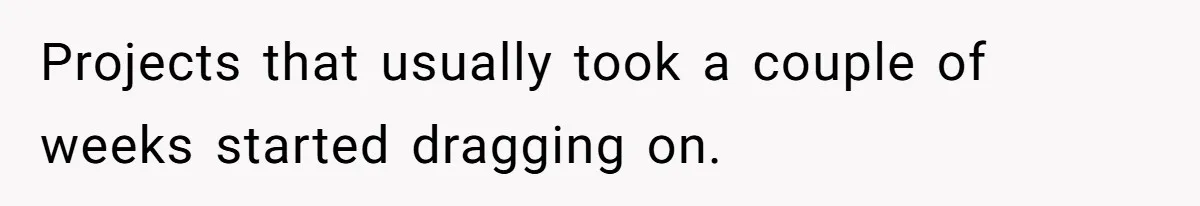 Projects that usually took a couple of weeks started dragging on.