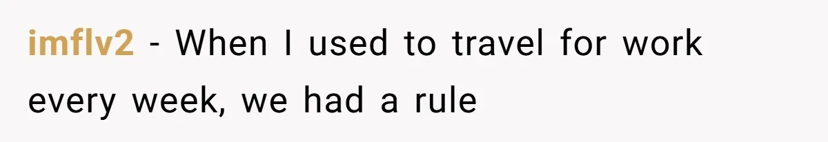 imflv2 − When I used to travel for work every week, we had a rule