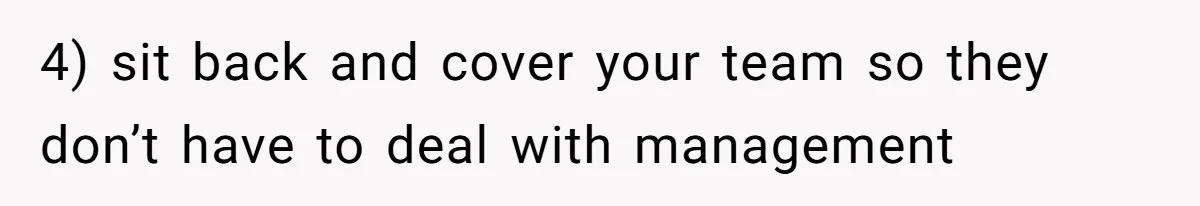 4) sit back and cover your team so they don’t have to deal with management