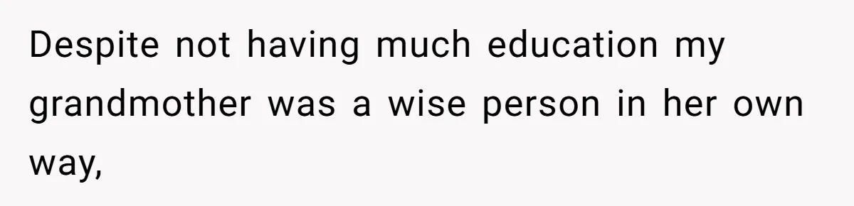 Despite not having much education my grandmother was a wise person in her own way,