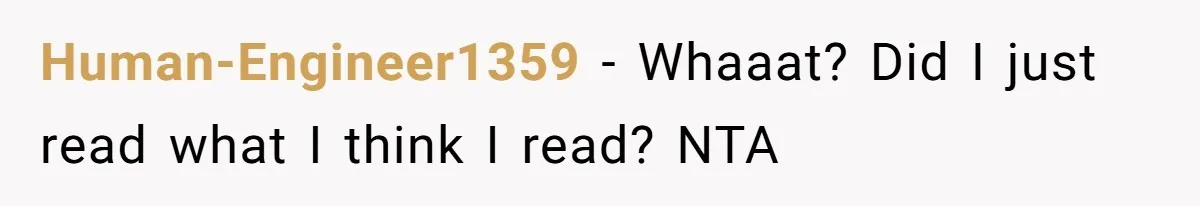 Human-Engineer1359 − Whaaat? Did I just read what I think I read? NTA