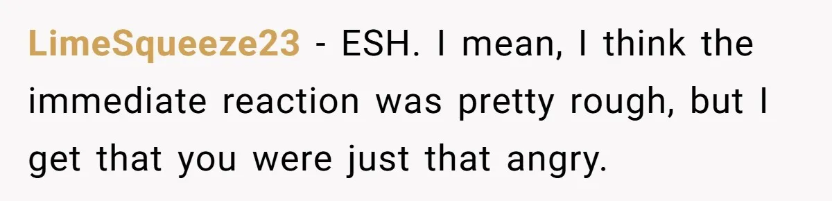 LimeSqueeze23 − ESH. I mean, I think the immediate reaction was pretty rough, but I get that you were just that angry.