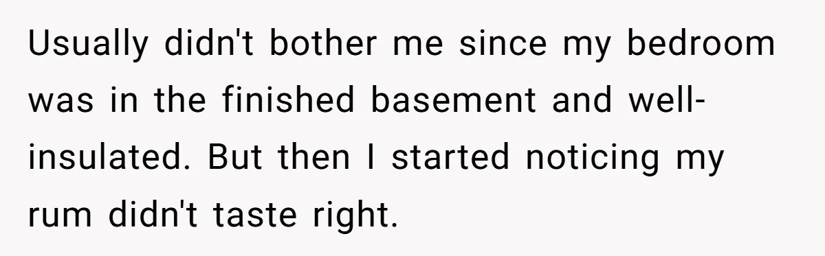 Usually didn't bother me since my bedroom was in the finished basement and well-insulated. But then I started noticing my rum didn't taste right.