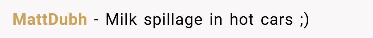 MattDubh − Milk spillage in hot cars ;)