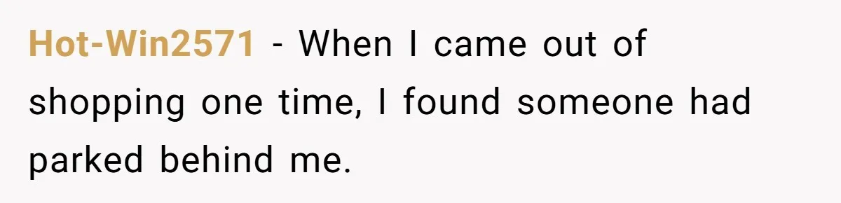Hot-Win2571 − When I came out of shopping one time, I found someone had parked behind me.