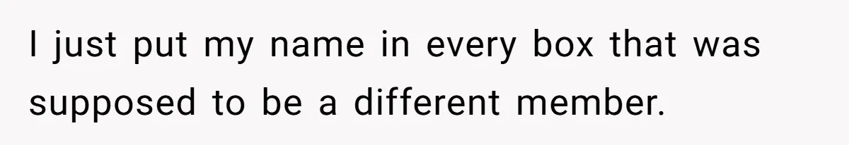 I just put my name in every box that was supposed to be a different member.