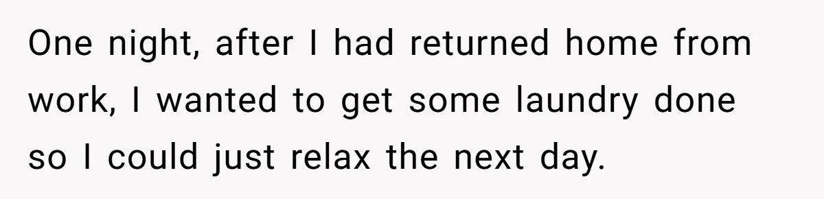 One night, after I had returned home from work, I wanted to get some laundry done so I could just relax the next day.