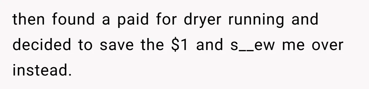 then found a paid for dryer running and decided to save the $1 and s__ew me over instead.