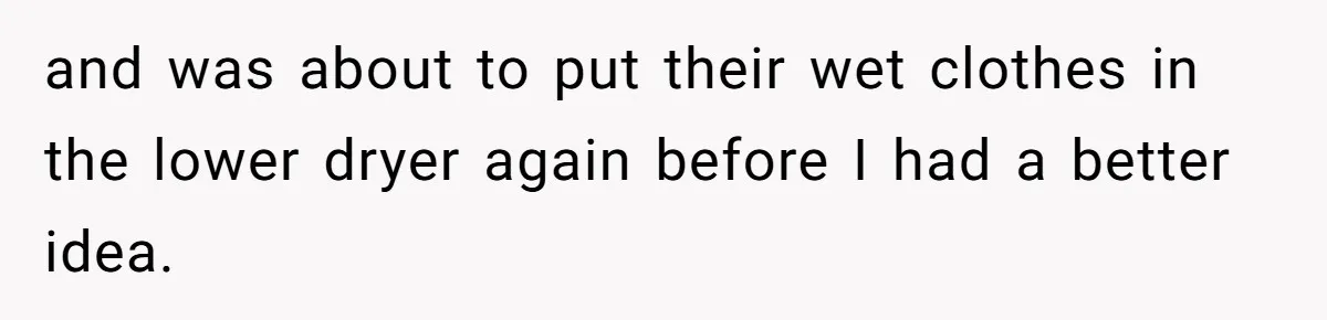 and was about to put their wet clothes in the lower dryer again before I had a better idea.