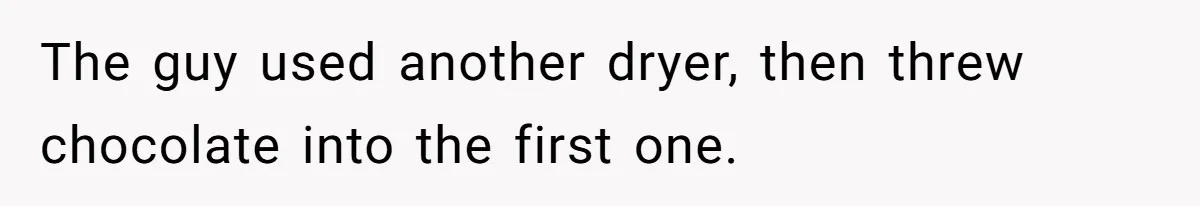 The guy used another dryer, then threw chocolate into the first one.