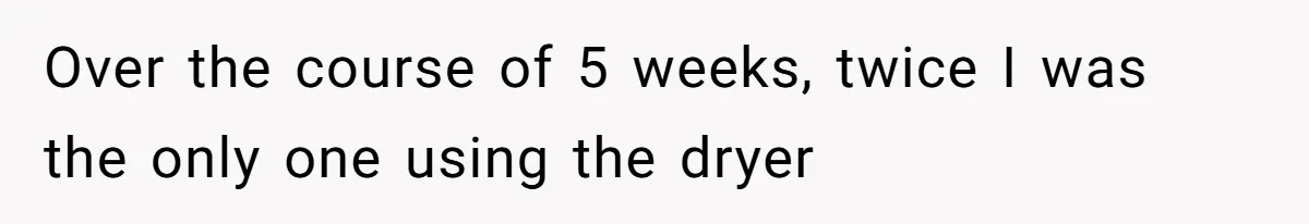 Over the course of 5 weeks, twice I was the only one using the dryer