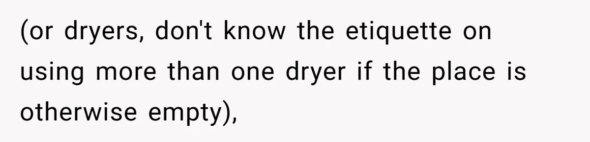 (or dryers, don't know the etiquette on using more than one dryer if the place is otherwise empty),