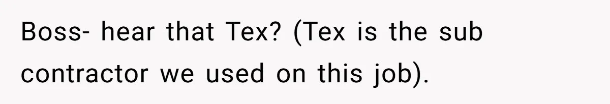 Boss- hear that Tex? (Tex is the sub contractor we used on this job).