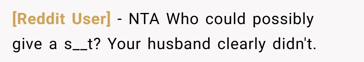 [Reddit User] − NTA Who could possibly give a s__t? Your husband clearly didn't.