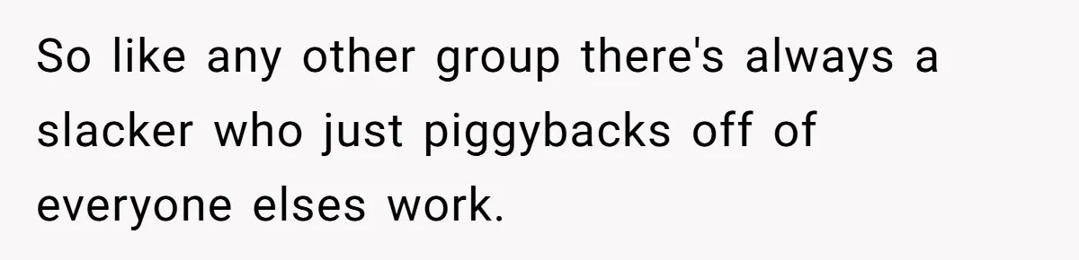 So like any other group there's always a slacker who just piggybacks off of everyone elses work.