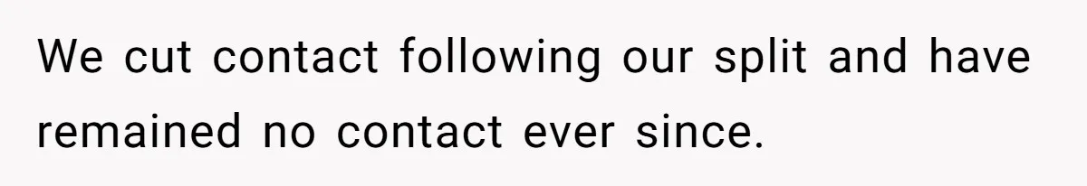 We cut contact following our split and have remained no contact ever since.