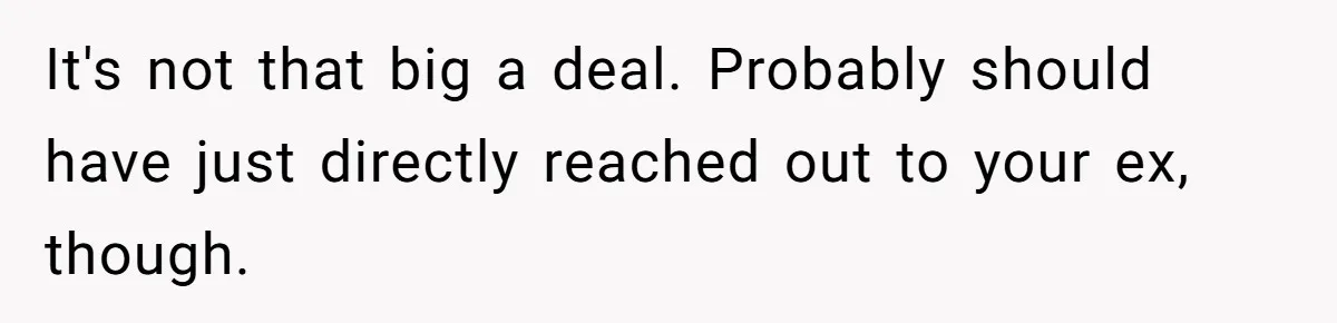 It's not that big a deal. Probably should have just directly reached out to your ex, though.