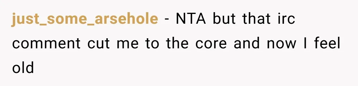 just_some_arsehole − NTA but that irc comment cut me to the core and now I feel old