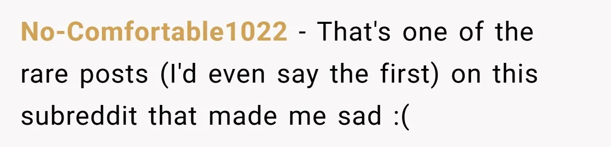 No-Comfortable1022 − That's one of the rare posts (I'd even say the first) on this subreddit that made me sad :(