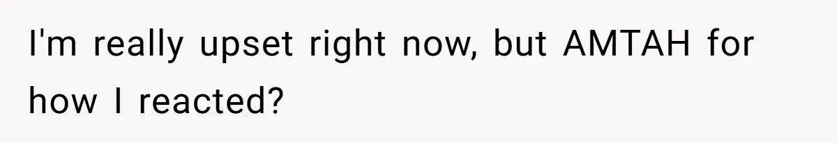 I'm really upset right now, but AMTAH for how I reacted?