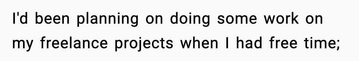 I'd been planning on doing some work on my freelance projects when I had free time;