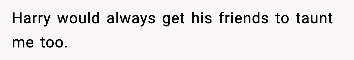 Harry would always get his friends to taunt me too.