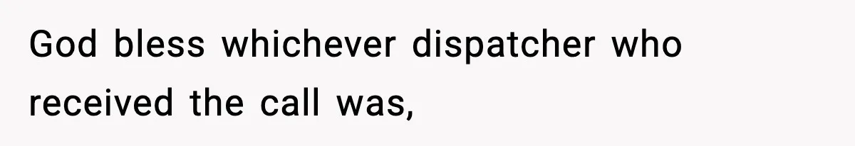 God bless whichever dispatcher who received the call was,
