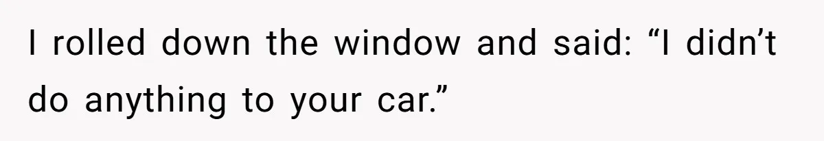 I rolled down the window and said: “I didn’t do anything to your car.”