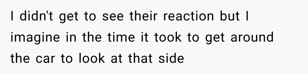 I didn't get to see their reaction but I imagine in the time it took to get around the car to look at that side