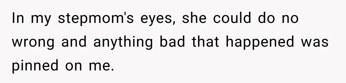 In my stepmom's eyes, she could do no wrong and anything bad that happened was pinned on me.