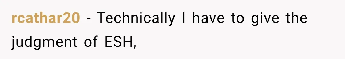 rcathar20 − Technically I have to give the judgment of ESH,