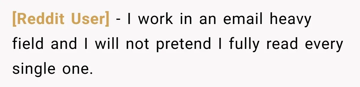 [Reddit User] − I work in an email heavy field and I will not pretend I fully read every single one.